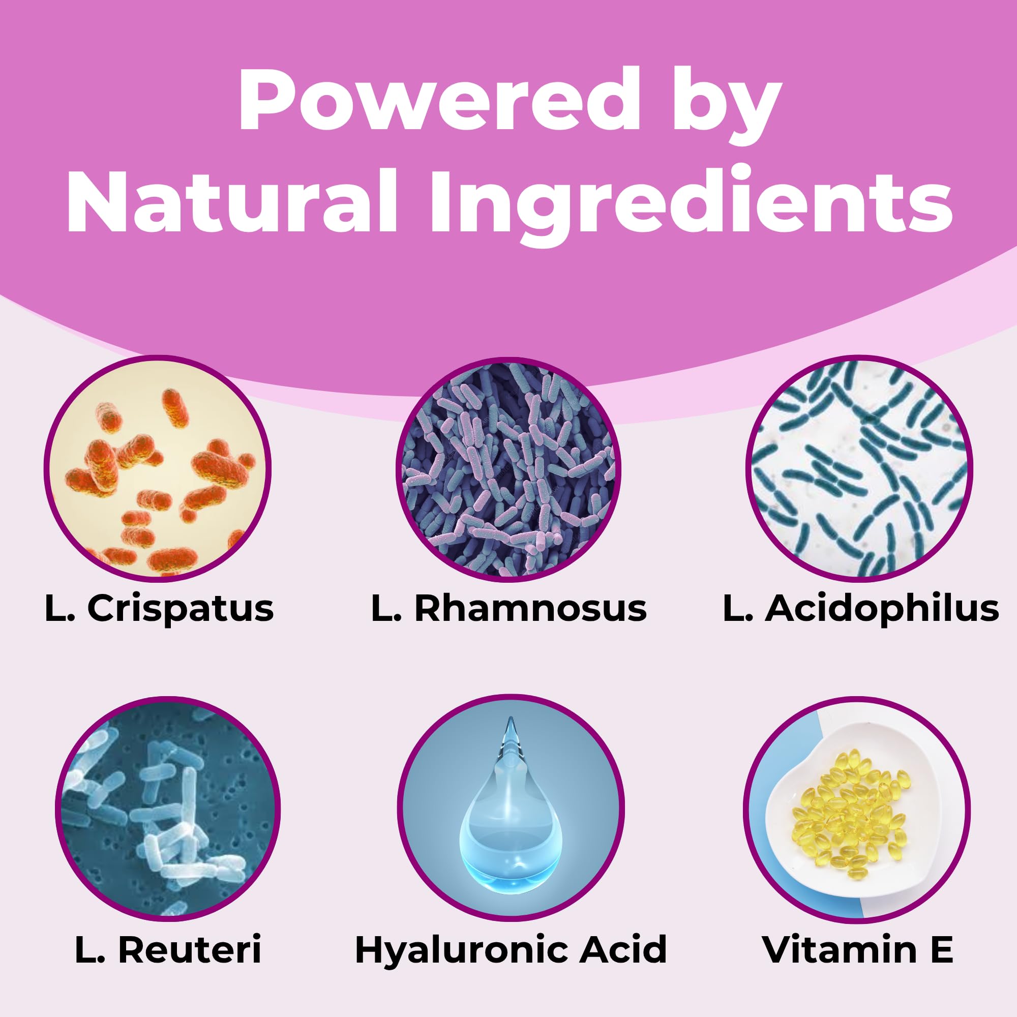 FemiClear etiqueta con ingredientes y cepas probióticas destacadas y transparencia