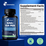 Botella Femmetra junto a hojas y extractos que ilustran ingredientes
