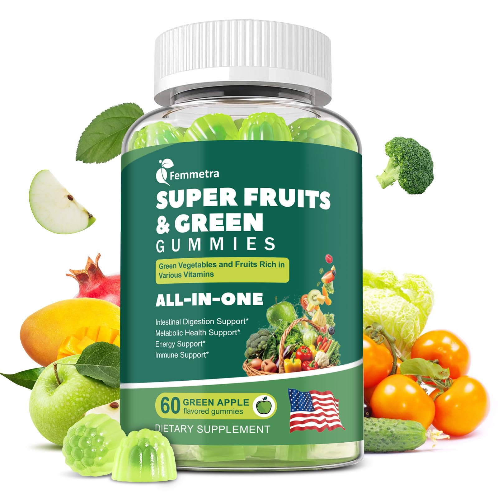 Femmetra frente del empaque mostrando 61 ingredientes y beneficio integral
