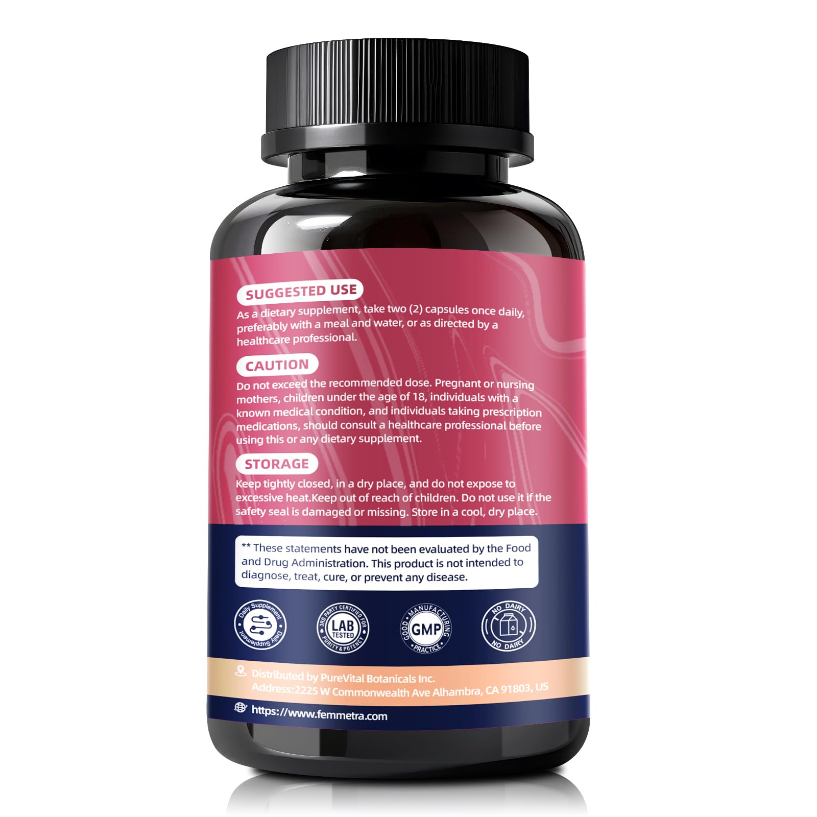 Detalle de cápsula Femmetra liposomal para apreciar textura y calidad vegana