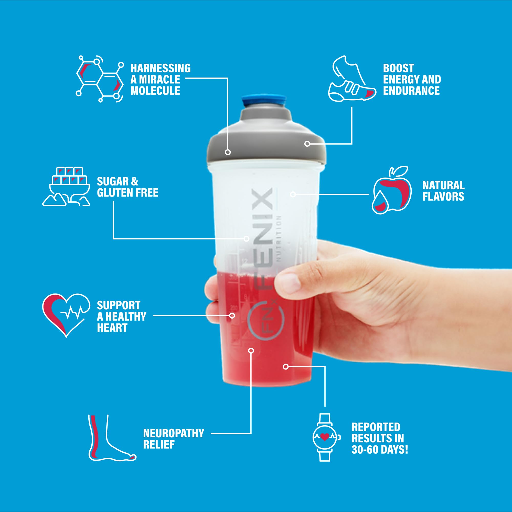 Detalle de etiqueta Fenix Nutrition con panel nutricional claro