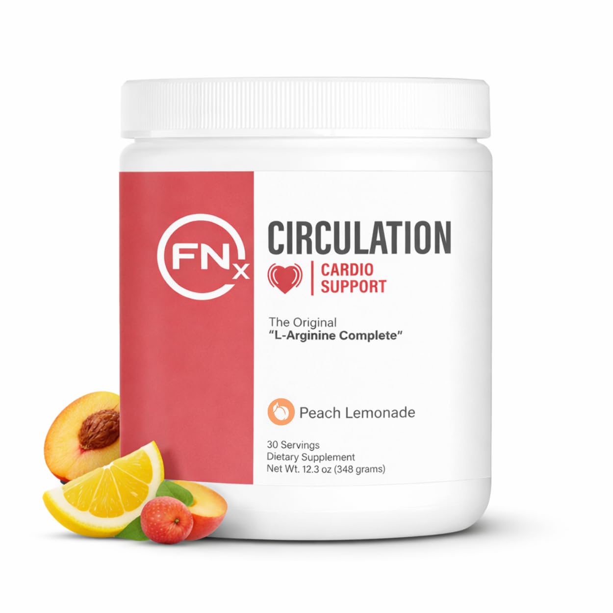 Fenix Nutrition frasco frontal mostrando etiqueta y sabor Peach Lemonade