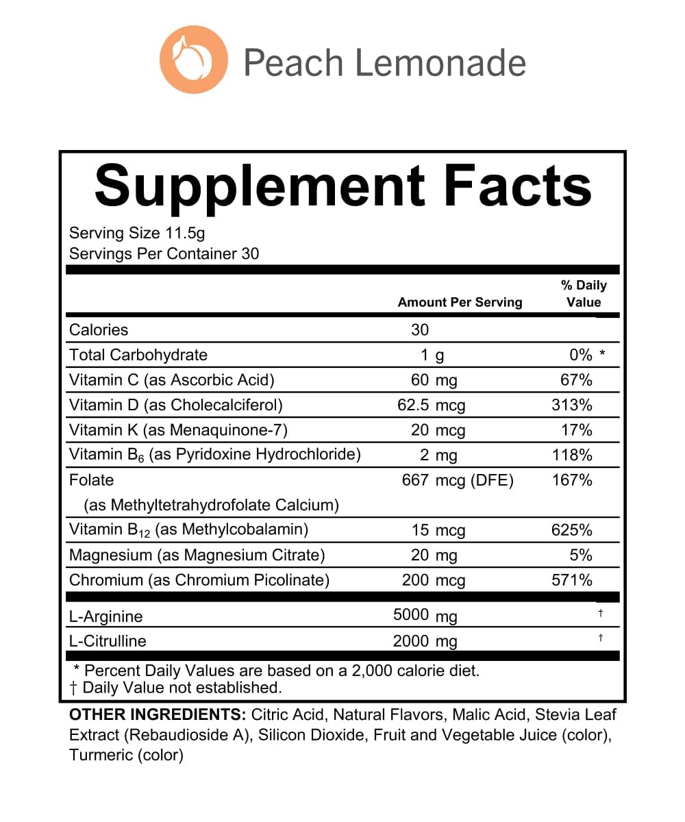 Ingredientes clave Fenix Nutrition L-arginina y L-citrulina visibles