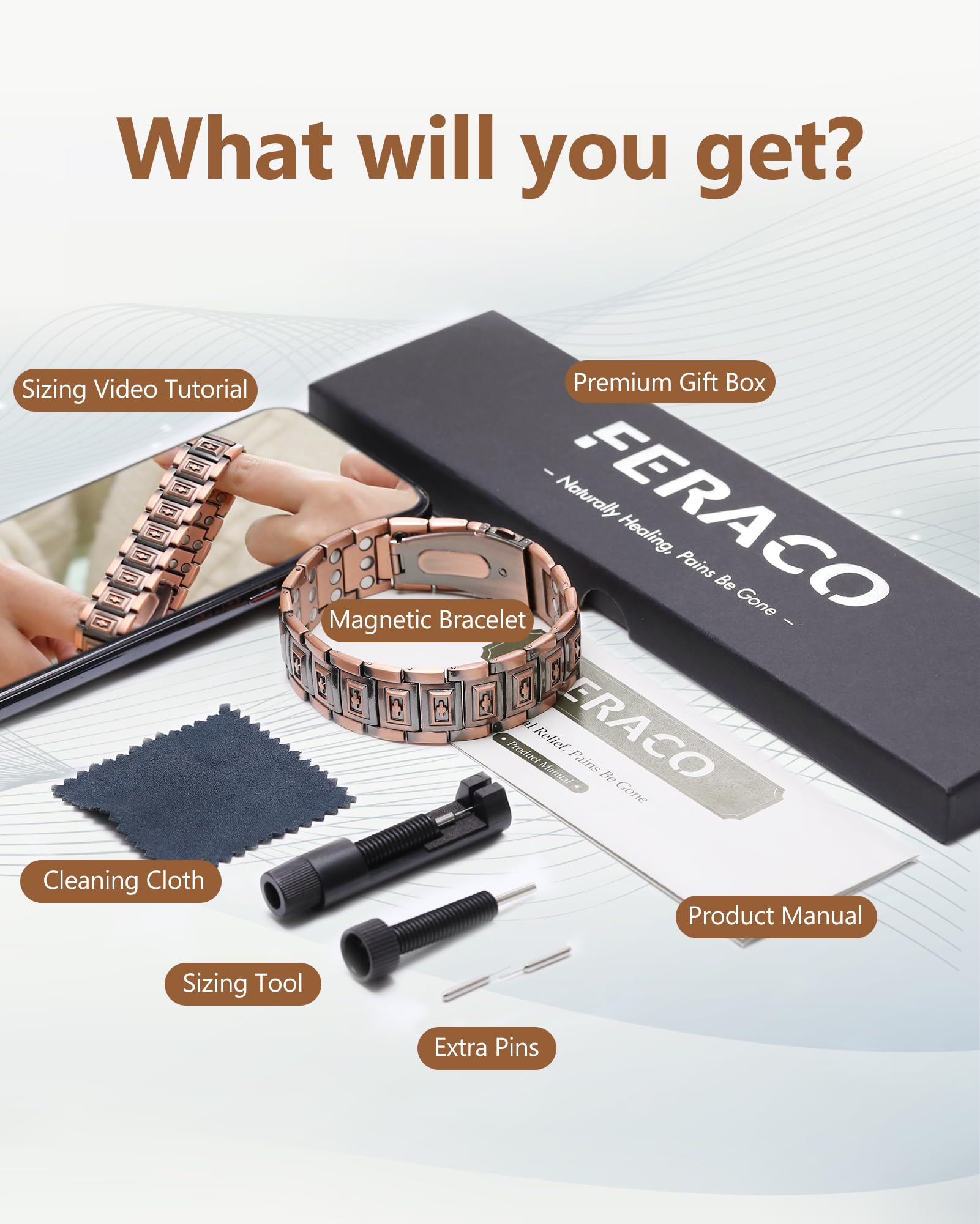 Feraco pulsera usada con ropa masculina para estilo diario