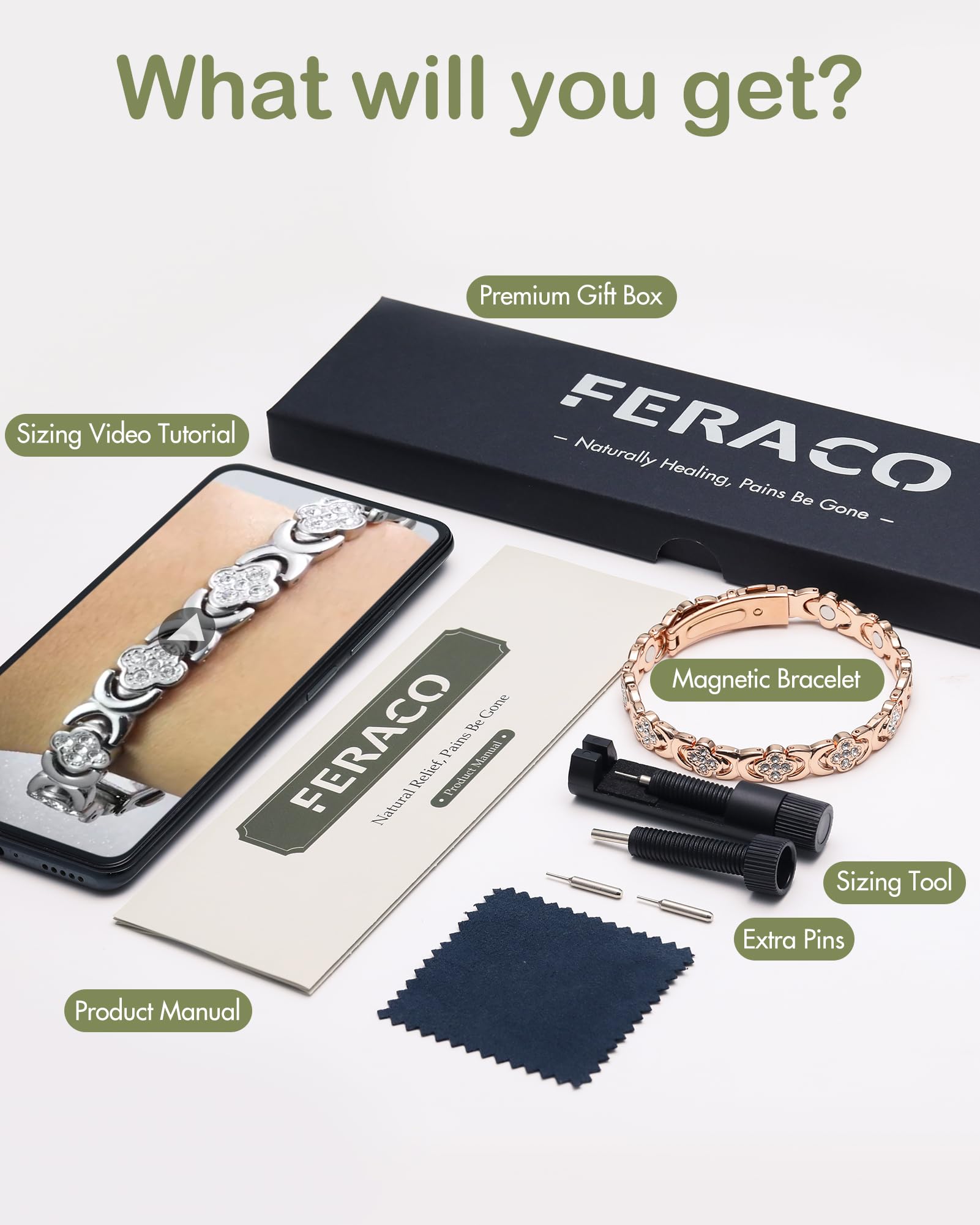 Feraco pulsera en caja de regalo lista para regalar con presentación premium