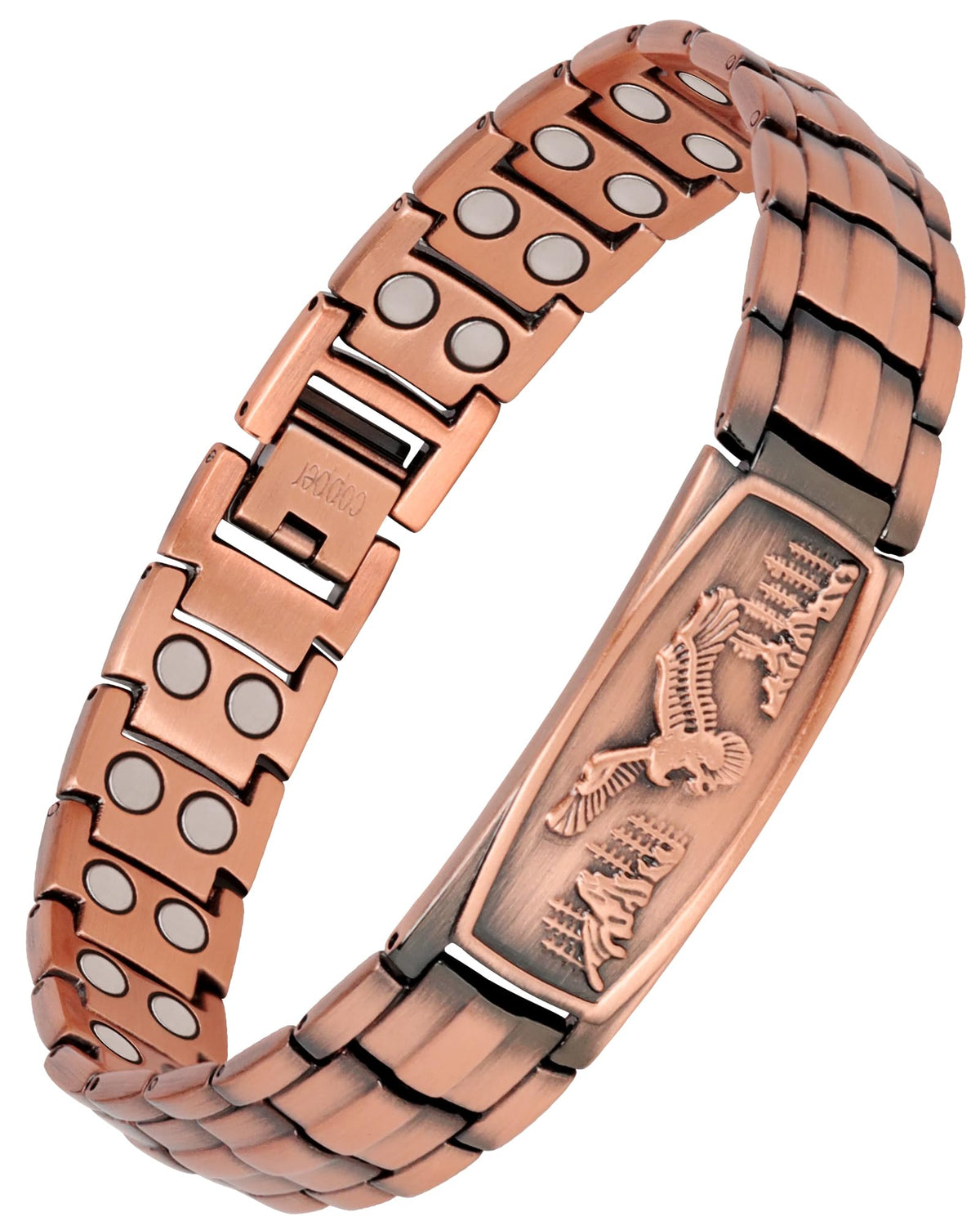 Feraco pulsera frontal mostrando diseño de águila y acabado brillante