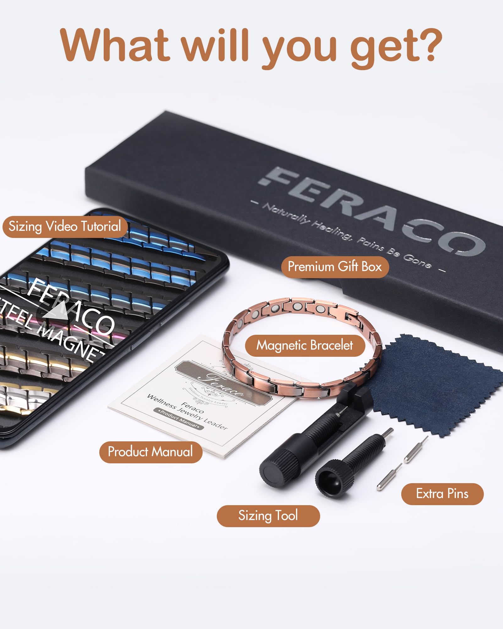 Feraco pulsera junto a herramienta de ajuste para quitar eslabones fácilmente