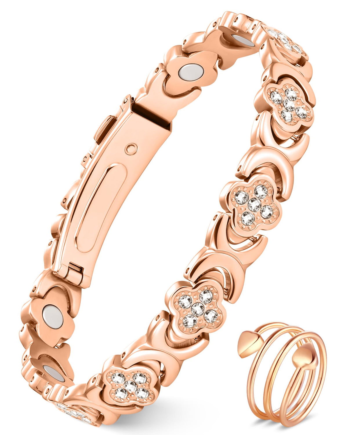 Feraco pulsera y anillo vista frontal, elegante set listo para regalo