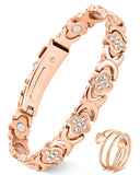Feraco pulsera y anillo vista frontal, elegante set listo para regalo
