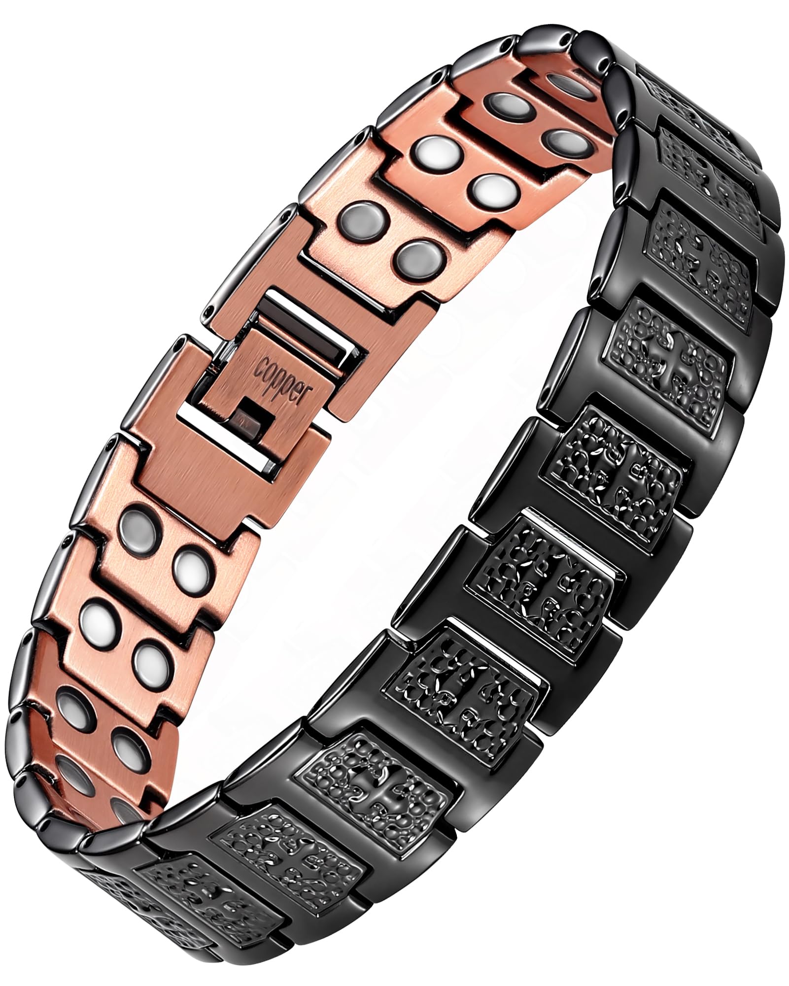 Feraco pulsera frontal de cobre con cruz, aspecto elegante y robusto