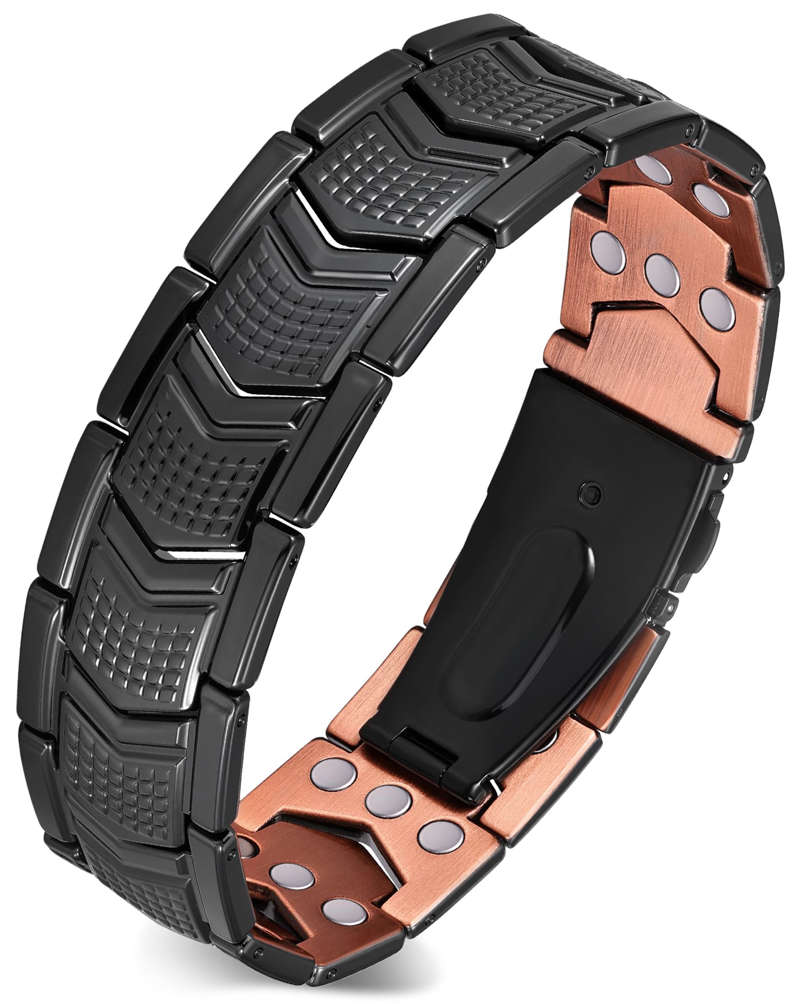 Feraco pulsera de cobre frontal mostrando diseño masculino y durabilidad