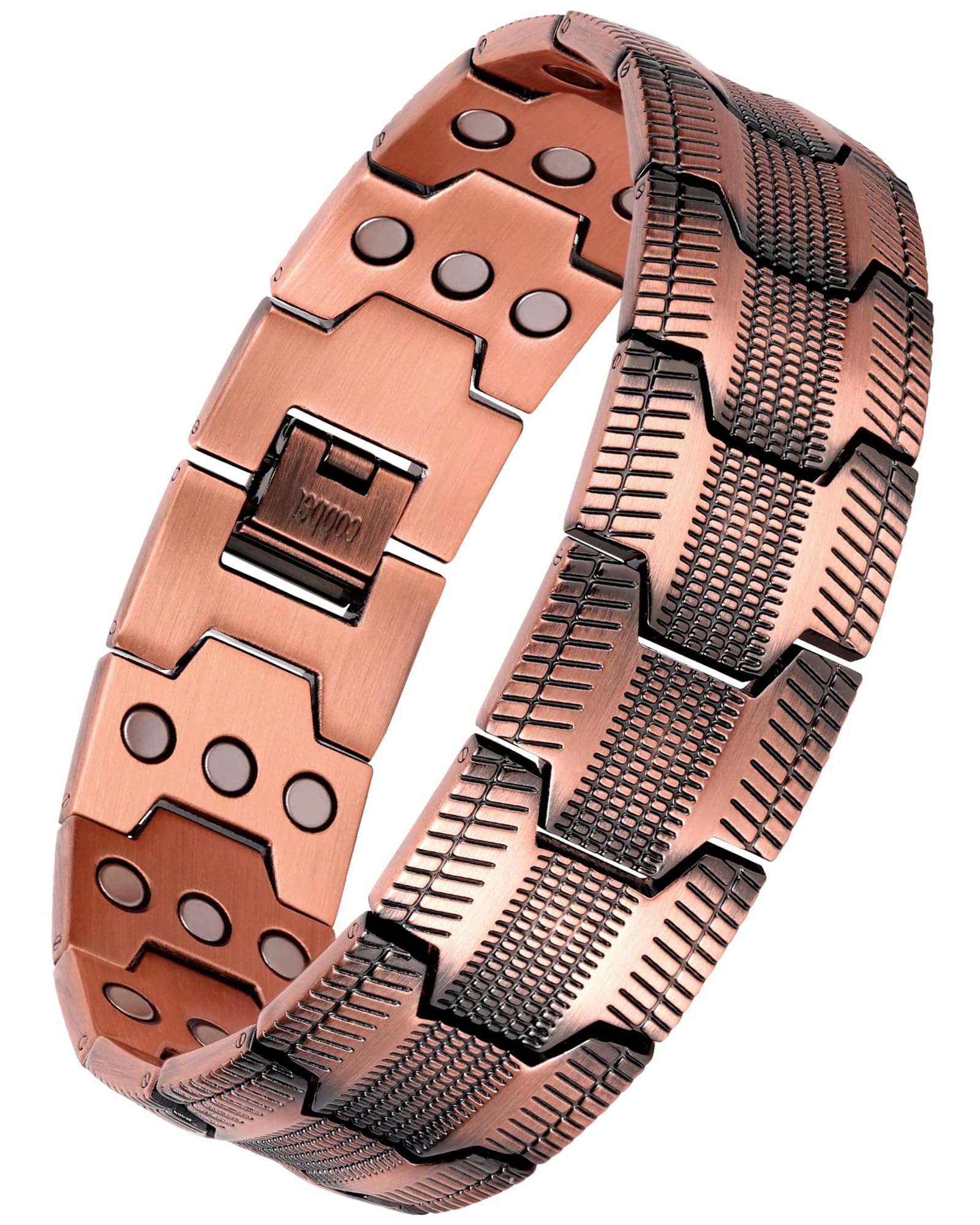 Feraco pulsera frontal de cobre, diseño robusto y aspecto masculino