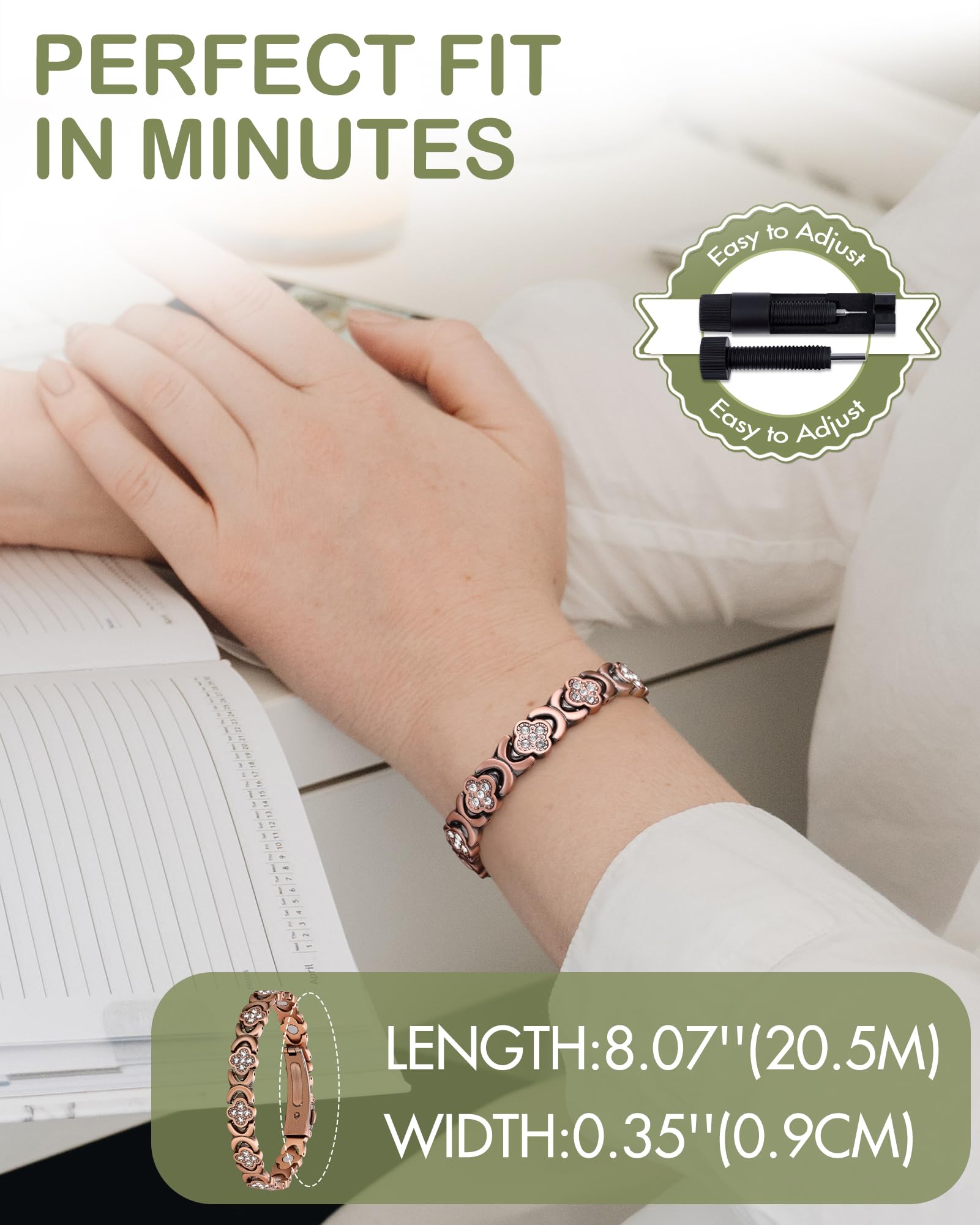 Feraco pulsera en muñeca durante uso diario, aspecto versátil