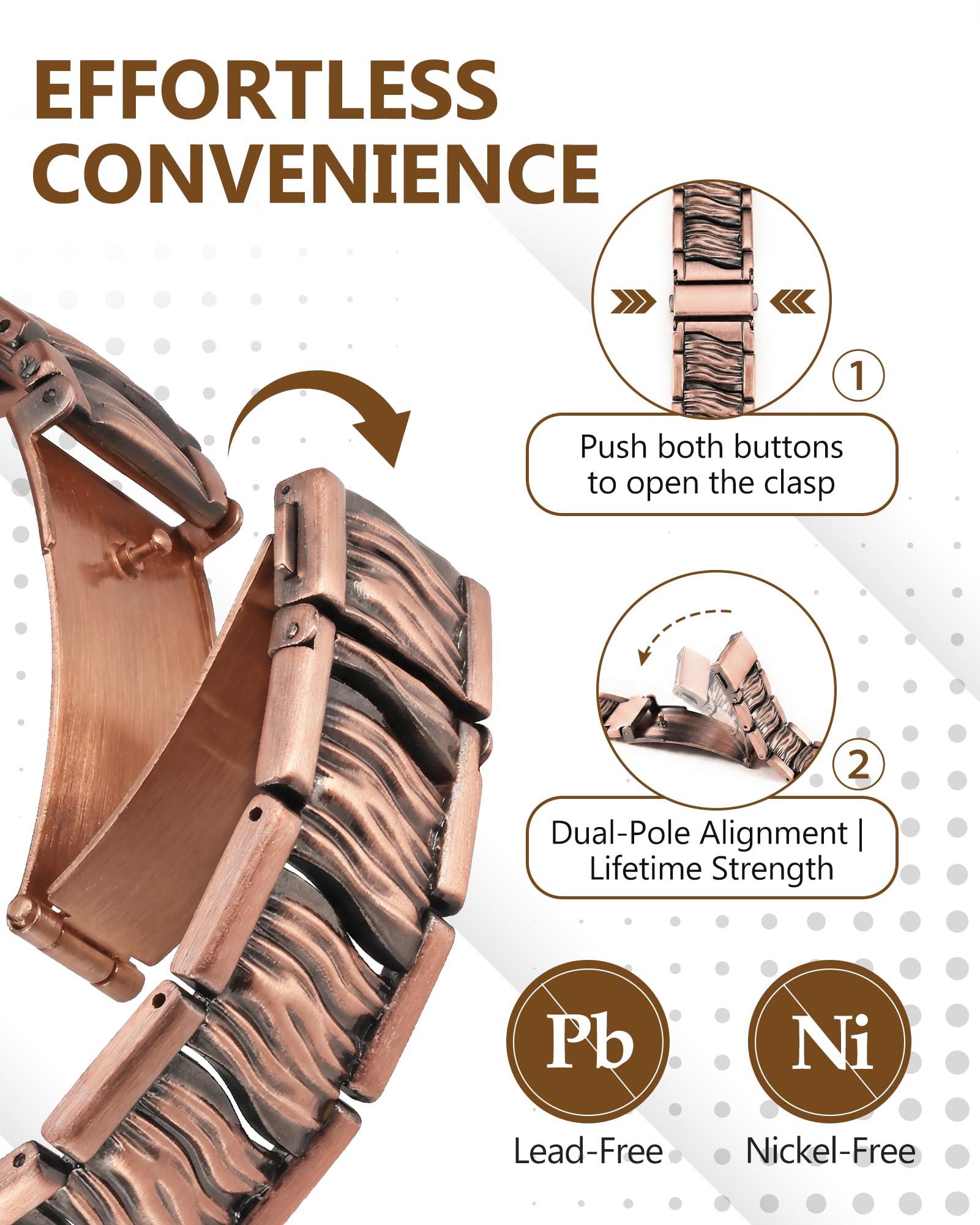Feraco pulsera en muñeca mostrando apariencia masculina y cómoda
