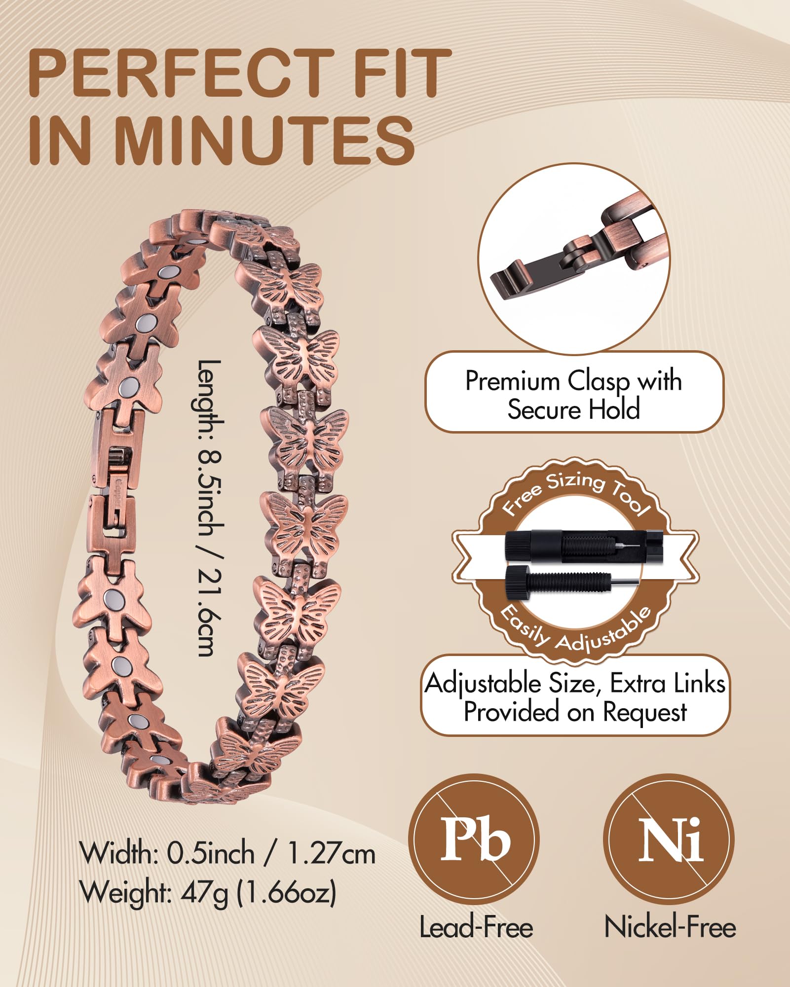 Feraco pulsera puesta en muñeca mostrando comodidad y uso diario