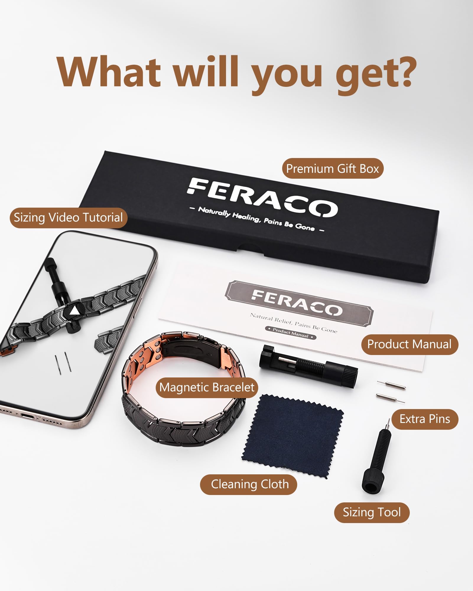Feraco pulsera en caja de regalo lista para entregas especiales