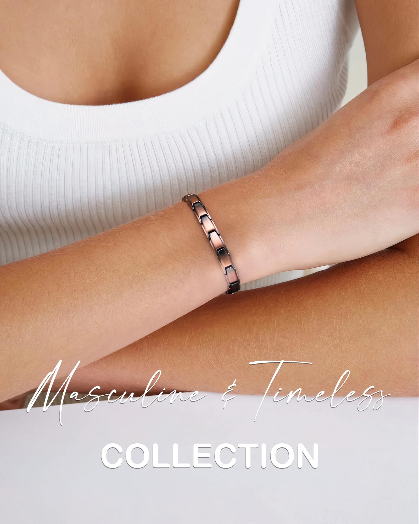 Feraco pulsera en ambiente lifestyle combinada con reloj y accesorios