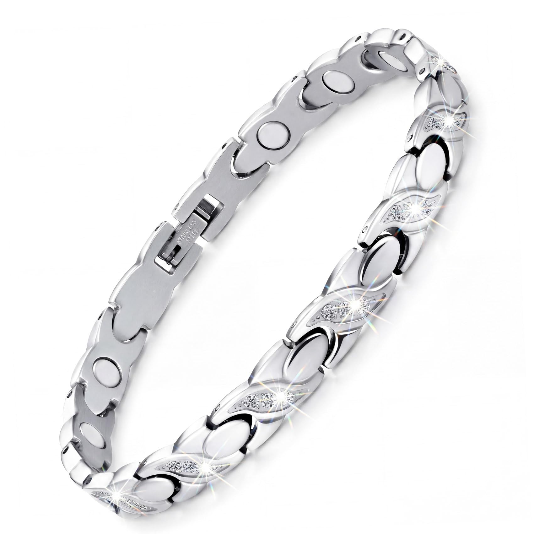 Feraco pulsera frontal plata mostrando diseño y brillo