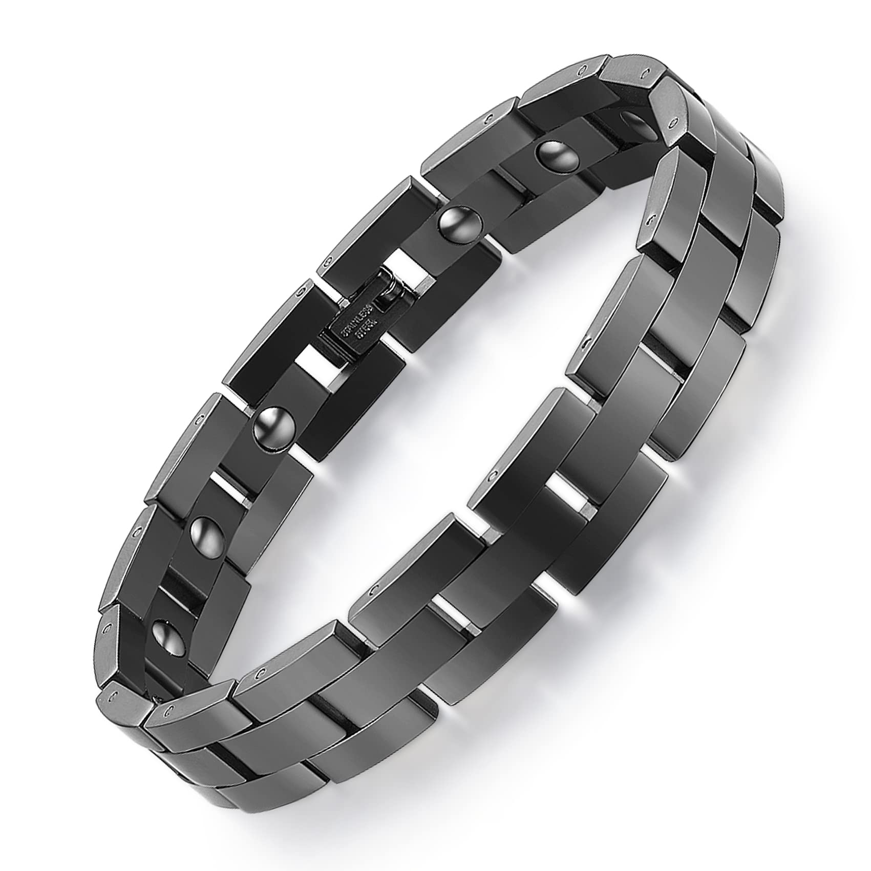 Feraco pulsera frontal mostrando acabado negro y estilo elegante