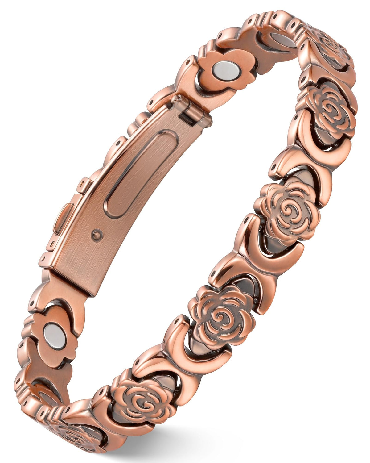 Feraco pulsera frontal mostrando diseño floral y acabado brillante