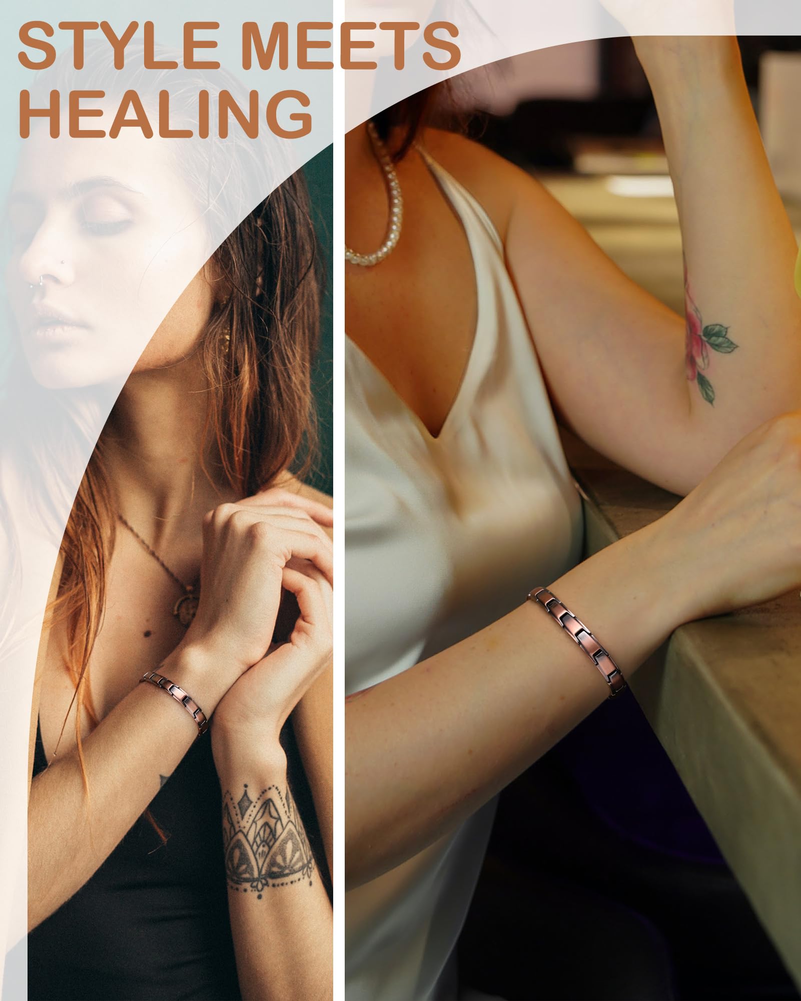Feraco pulsera corte que muestra ubicación de imanes de neodimio integrados