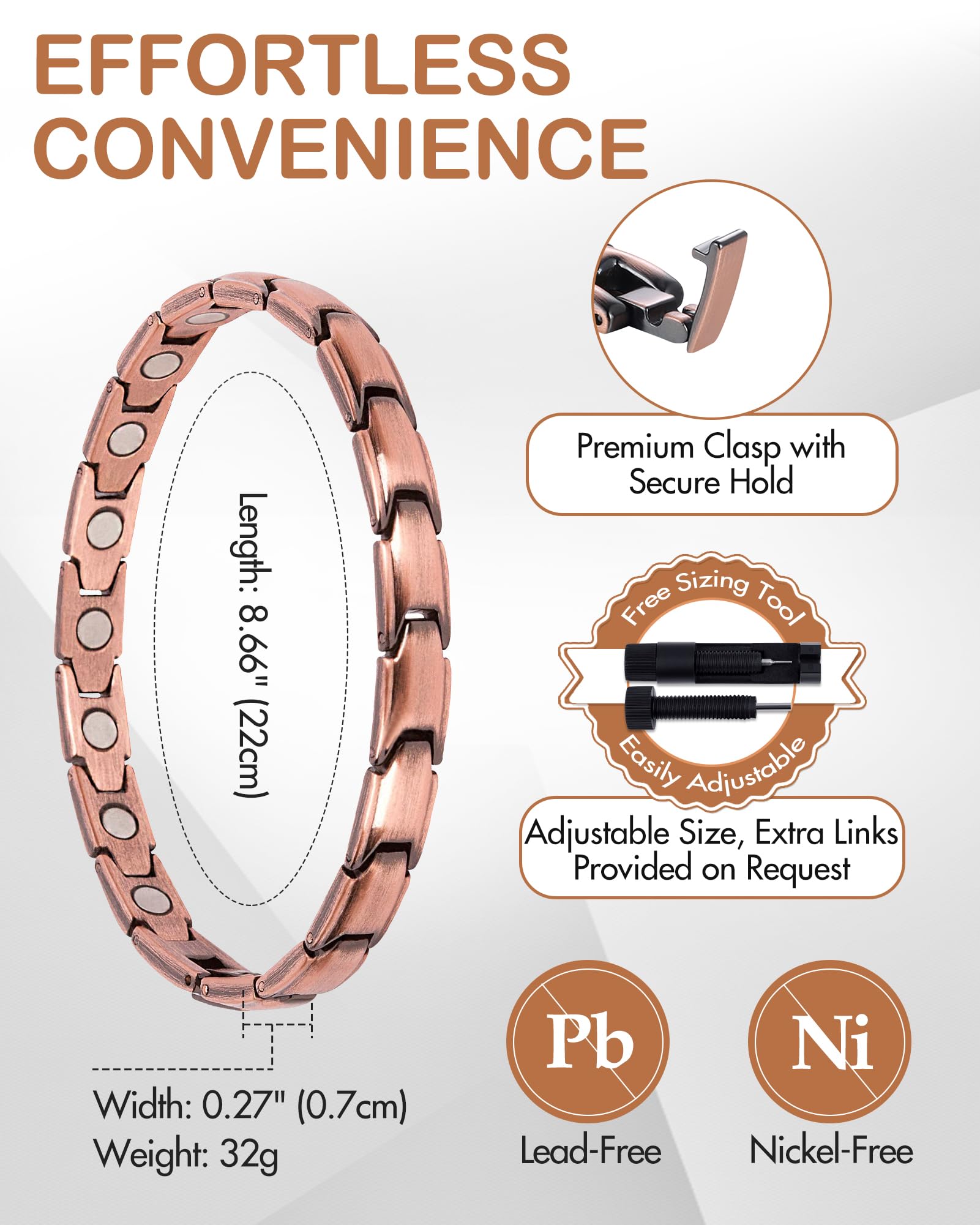 Feraco pulsera detalle de la laca protectora que evita arañazos y oxidación