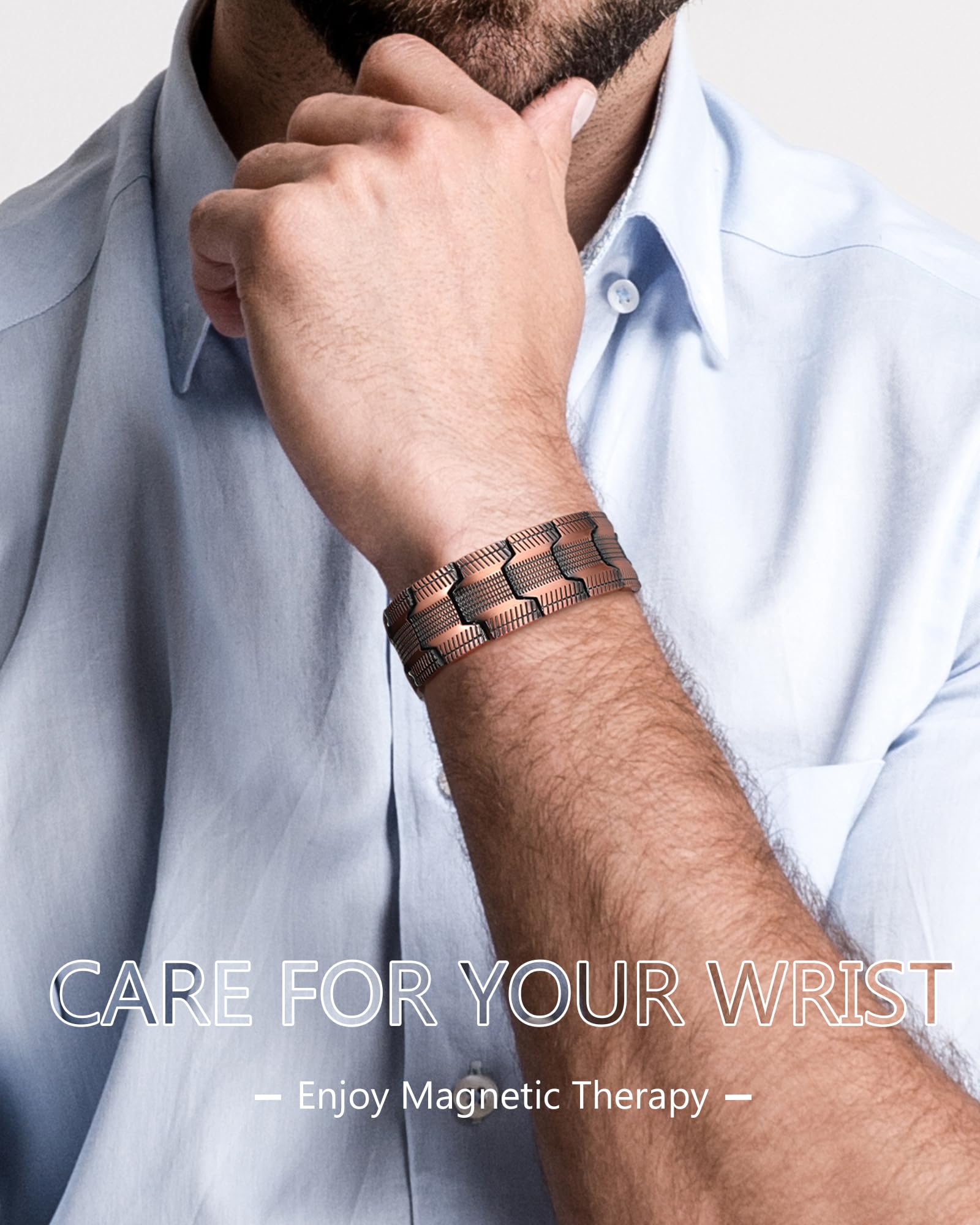 Feraco pulsera vista frontal que resalta su diseño masculino y presencia