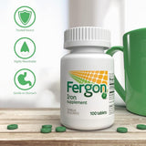 Fergon comprimidos dentro de frasco abierto, accesibilidad para consumo diario