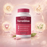 FERRAGLOW etiqueta cerca destacando hierro bisglicinato y lactoferrina