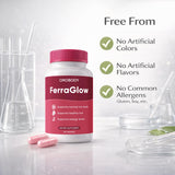FERRAGLOW ingredientes llaves: hierro, vitamina C, B12 en foco