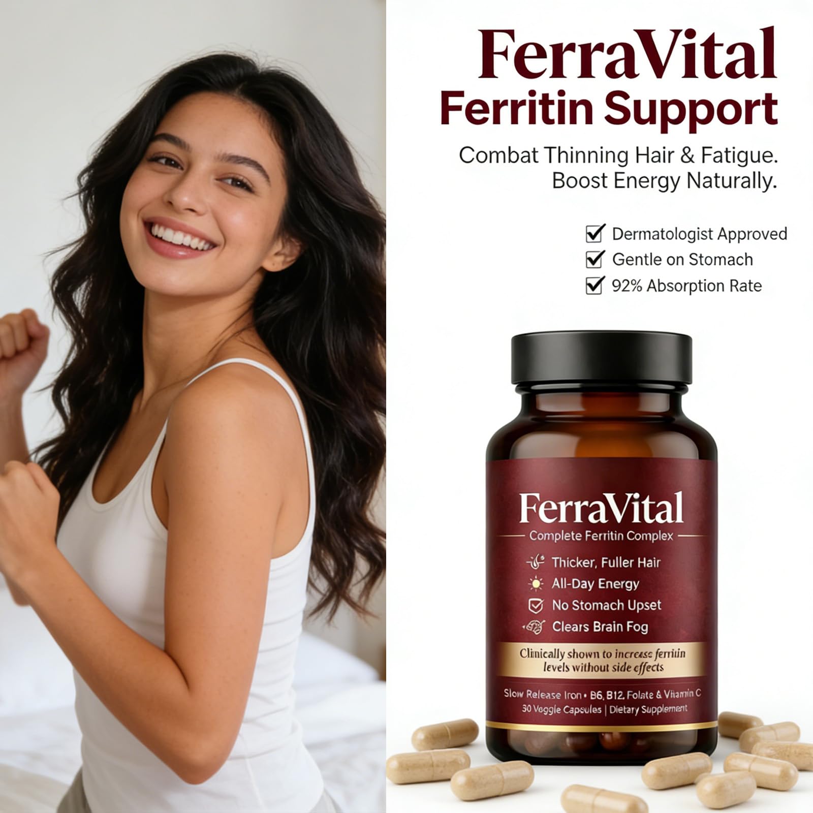 FerraVital cápsula en mano para comparar tamaño y comodidad de toma