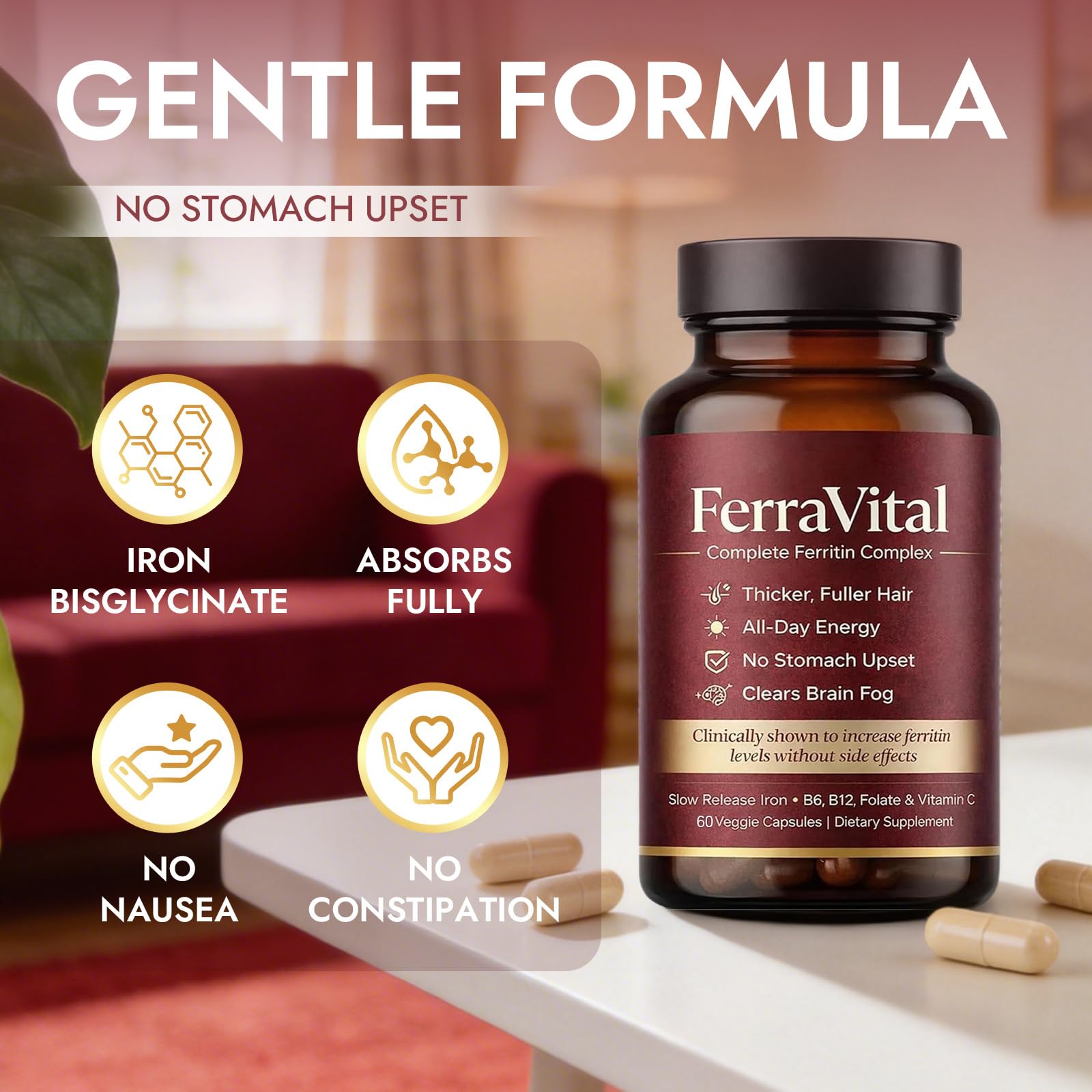 FerraVital ingredientes vegetales como espirulina y remolacha que favorecen absorción