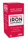Ferretts frasco frontal mostrando 60 tabletas y etiqueta clara beneficios