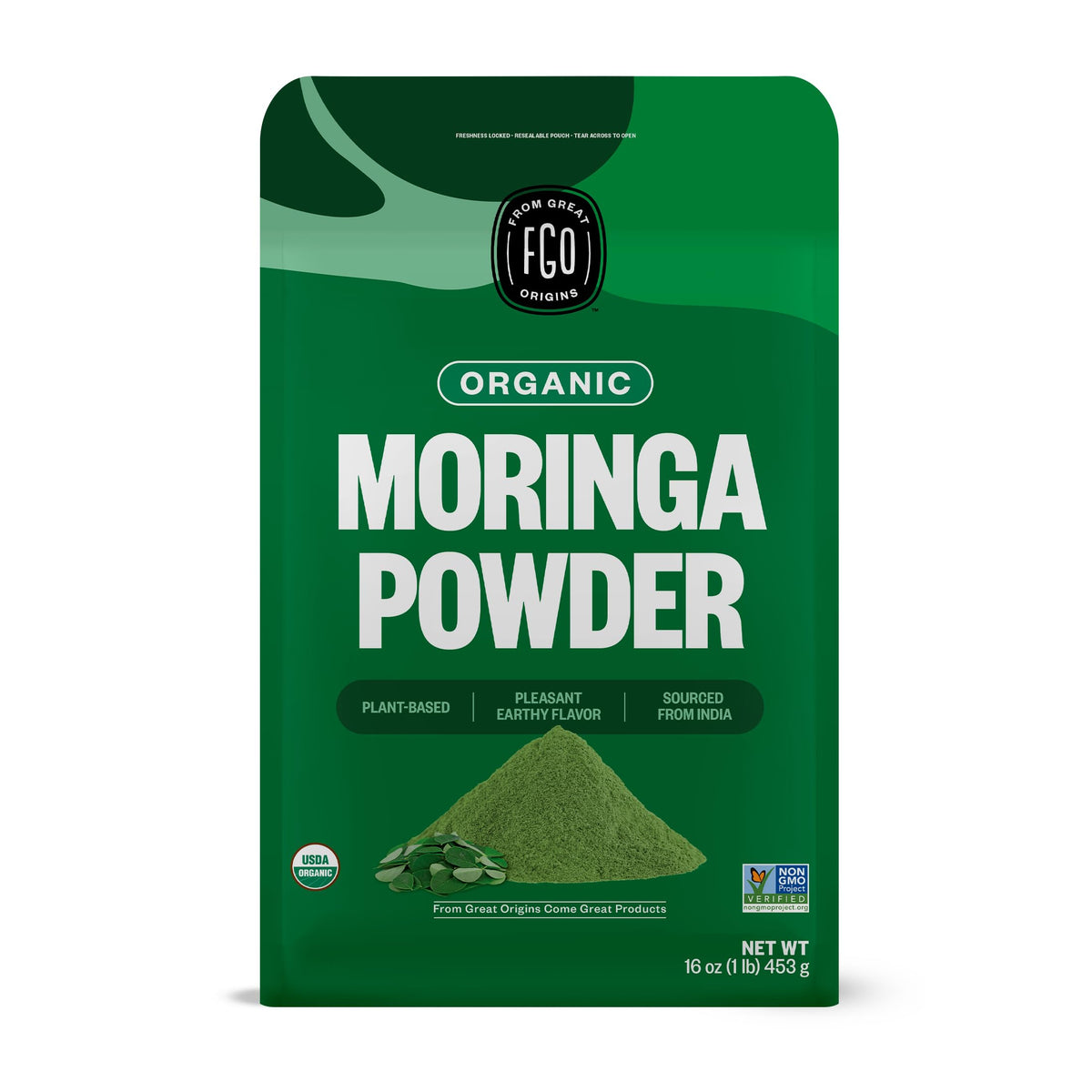 FGO bolsa frontal de moringa muestra frescura y almacenamiento práctico
