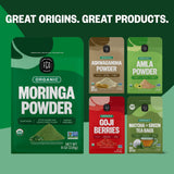 FGO polvo de moringa espolvoreado sobre sopa en cocina casera