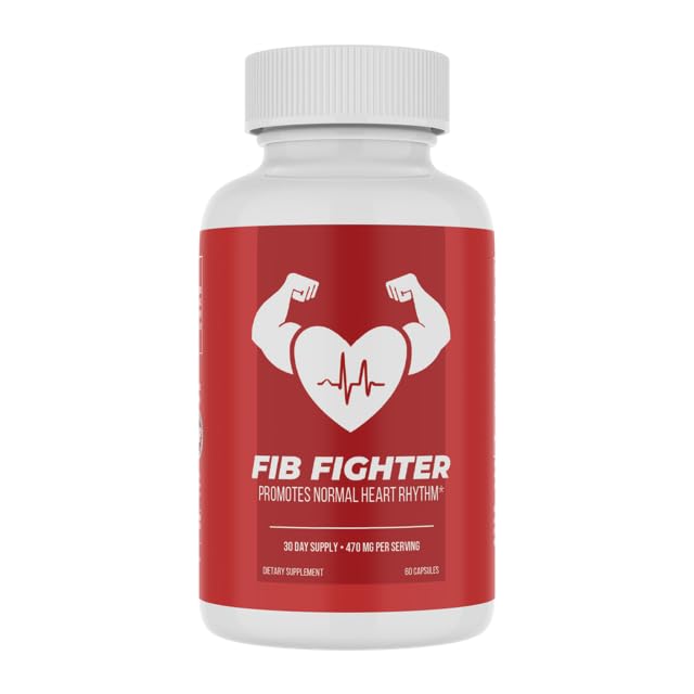 Fib Fighter imagen frontal del empaque mostrando fórmula cardiaca y beneficios