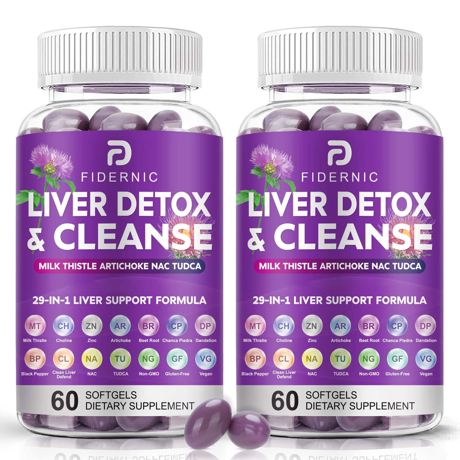 FIDERNIC envase frontal mostrando 120 softgels y facilidad de uso