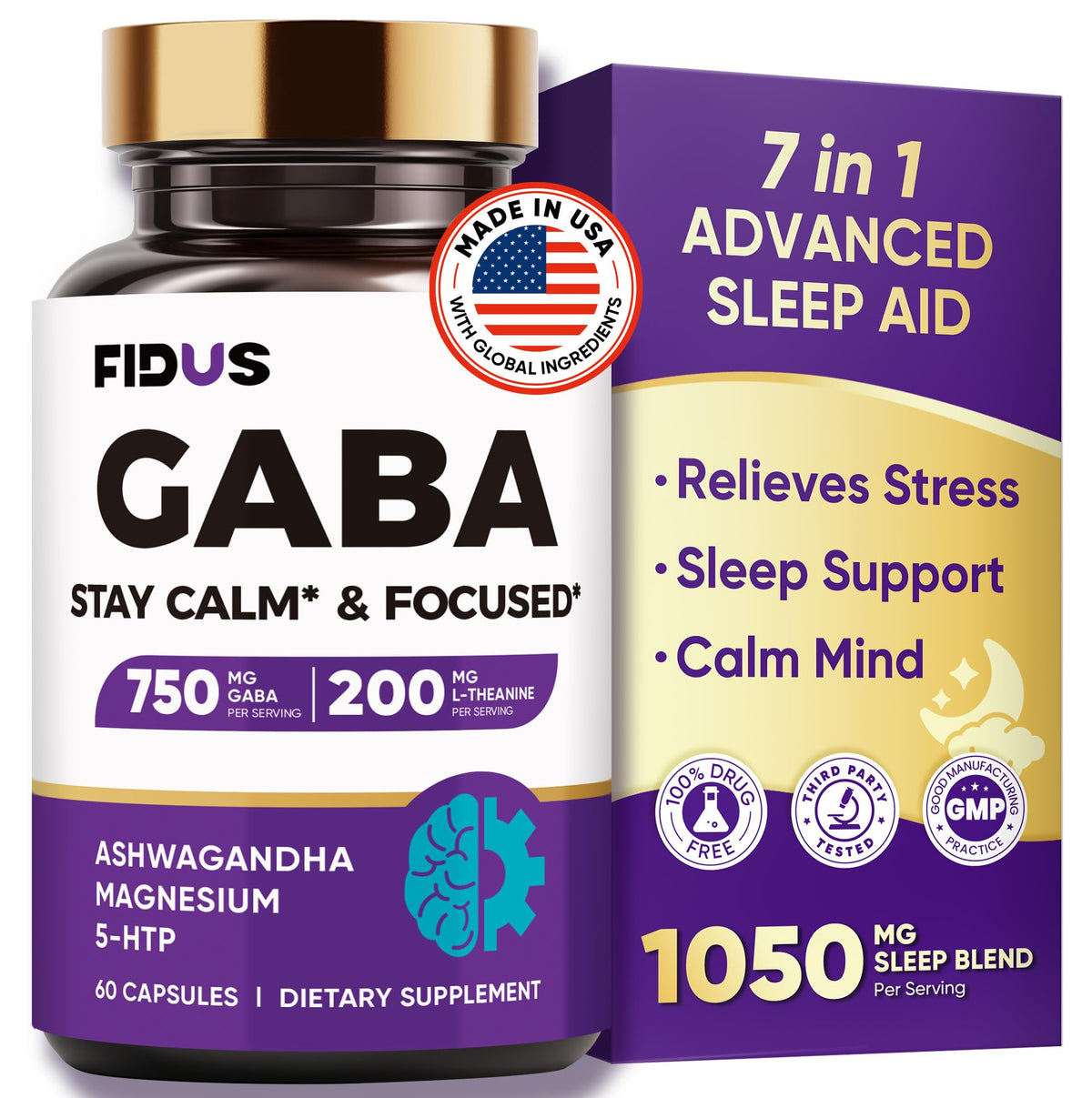 Fidus frente del empaque mostrando fórmula 1050 mg y beneficios calmantes