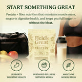 Field's Great cuchara con porción para comparar tamaño y dosificación