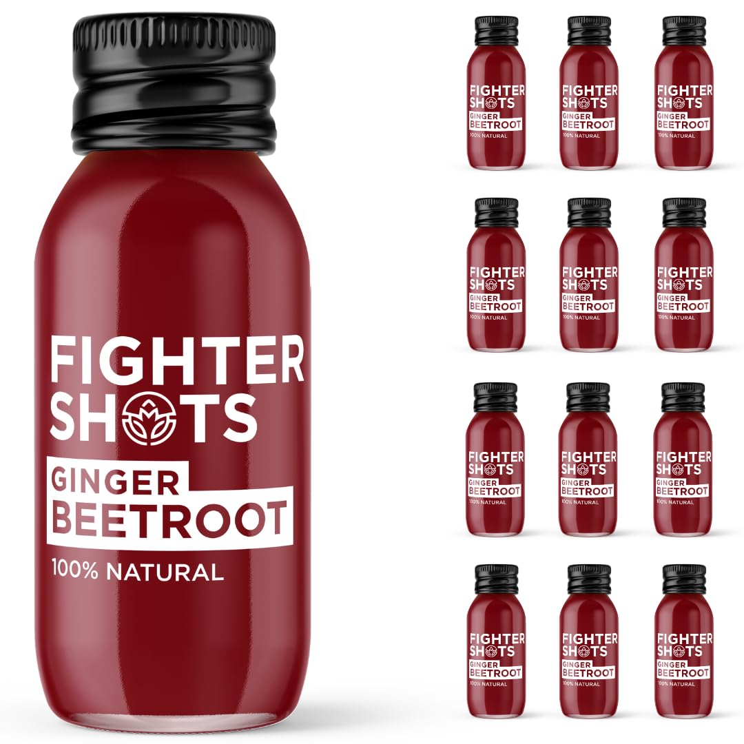 Fighter Shots frente del envase pack de 12 mostrando diseño y beneficio energético