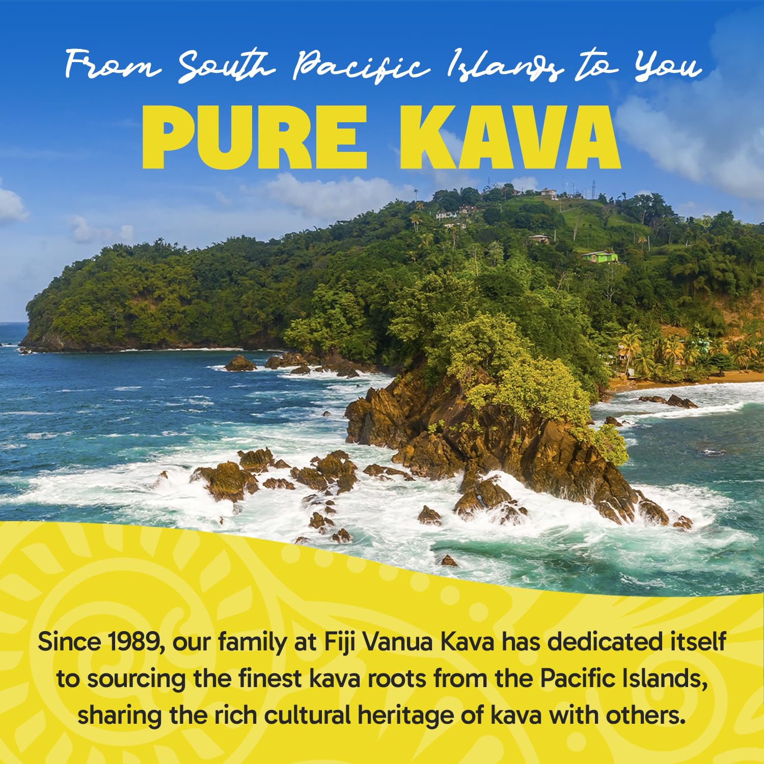Fiji Vanua Kava escena nocturna relajante con taza para rituales de tarde