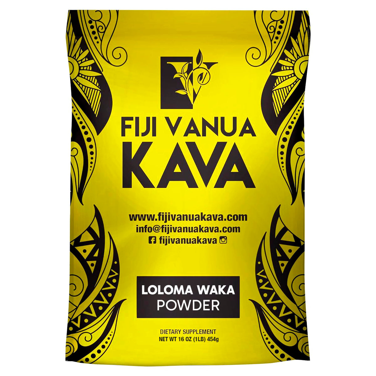 Fiji Vanua Kava frente del paquete mostrando presentación y origen