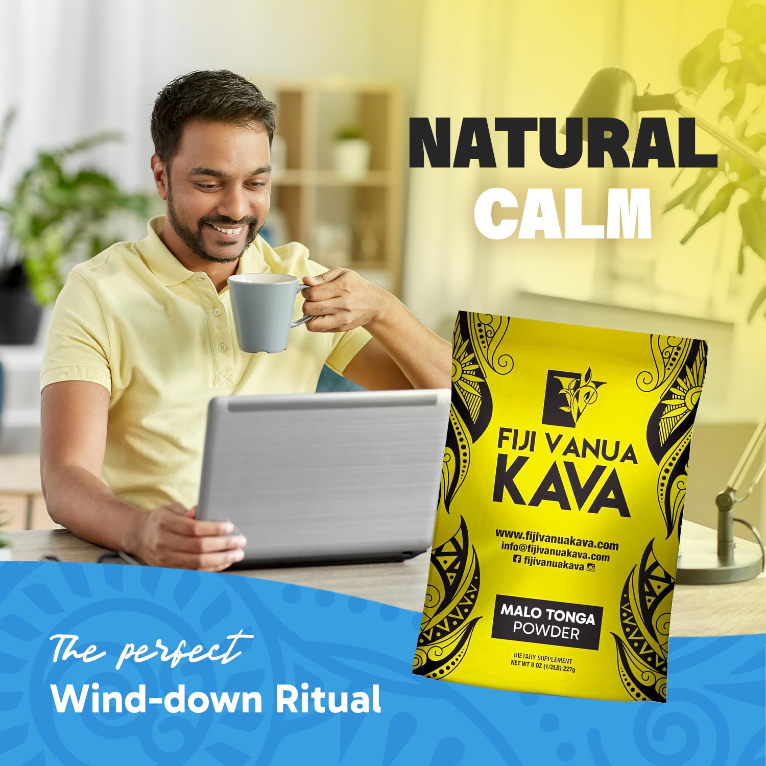 Fiji Vanua Kava bebida en taza con espuma cremosa destacando textura suave