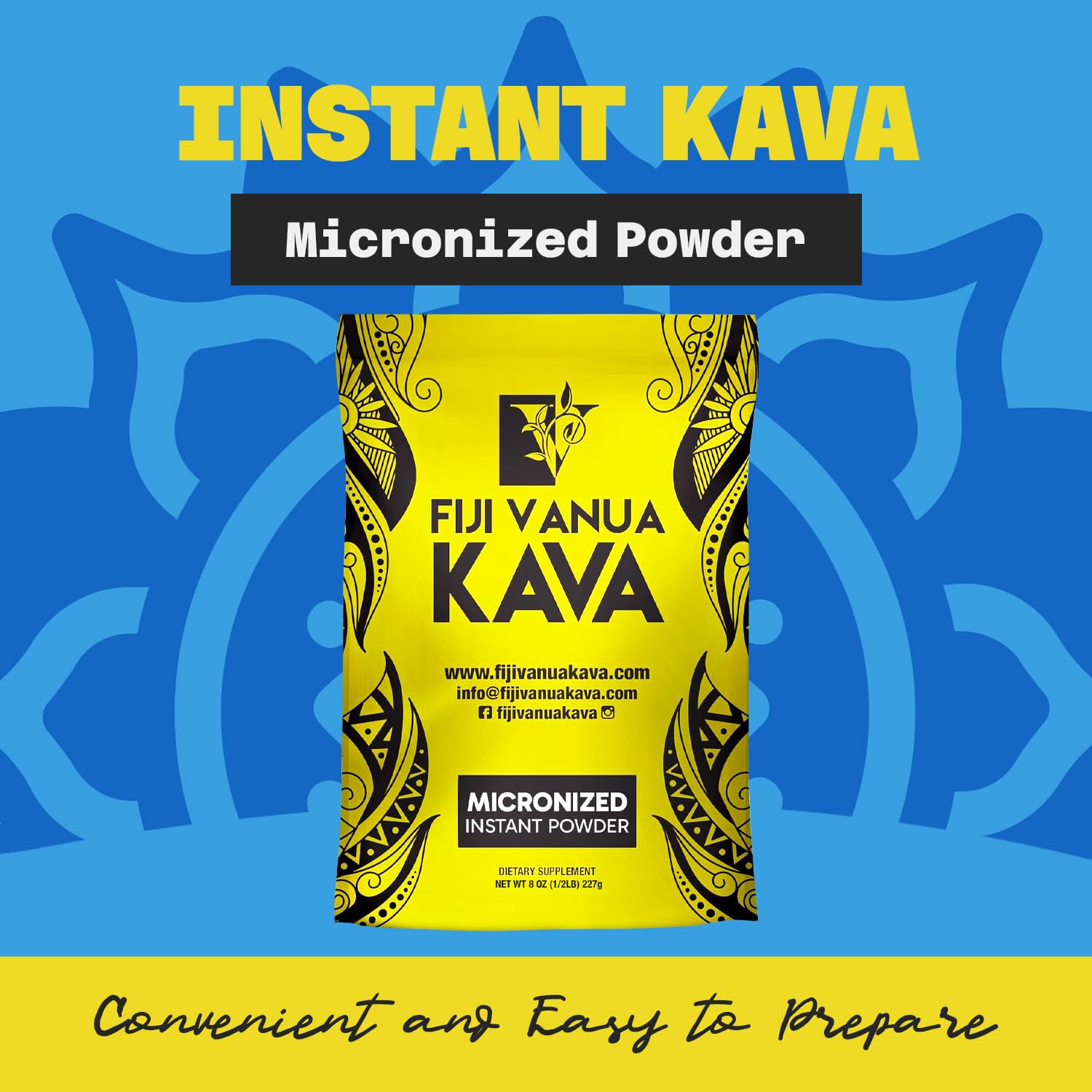 Fiji Vanua Kava polvo micronizado vista de textura fina y mezcla fácil