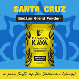 Fiji Vanua Kava primer plano del polvo de molienda media mostrando textura cremosa