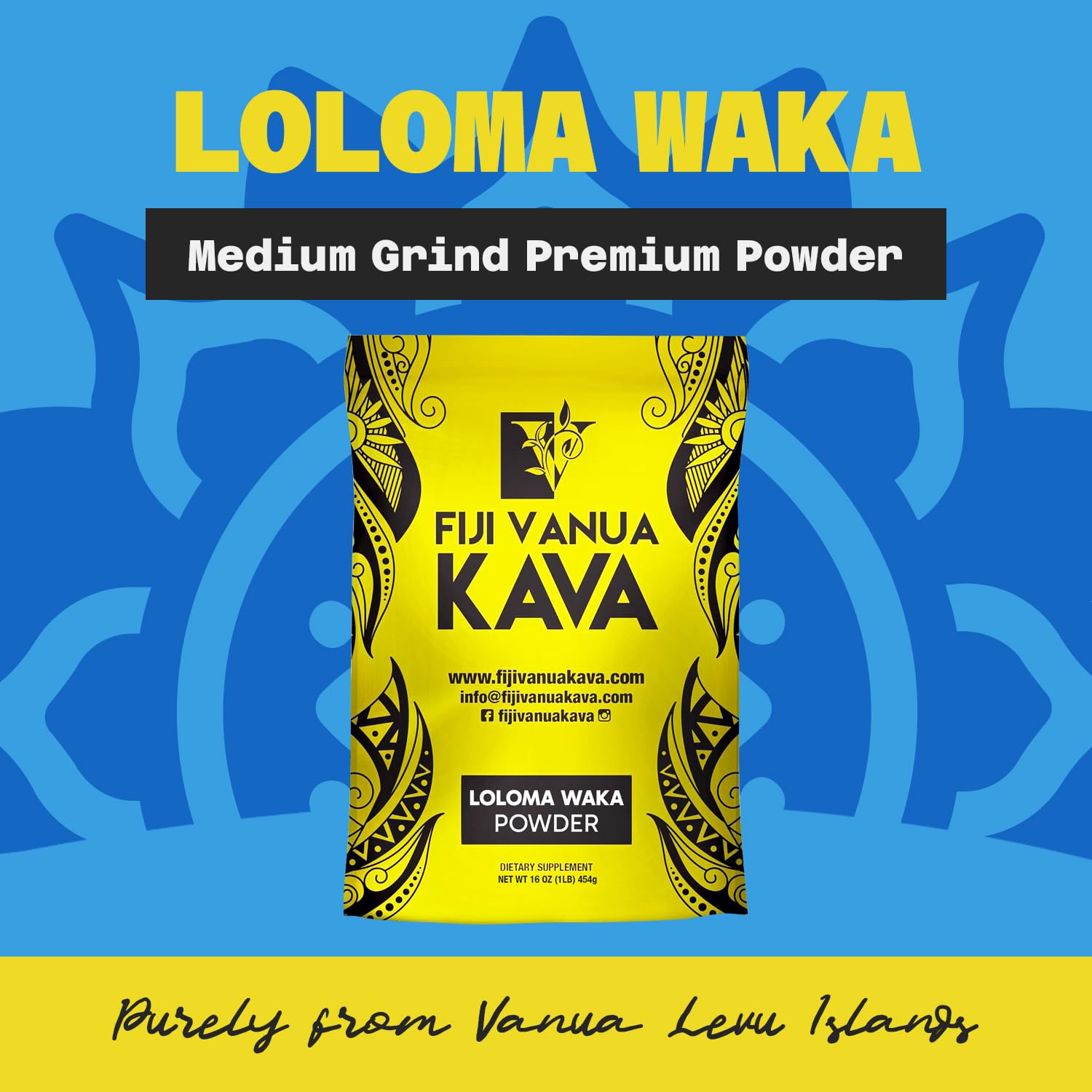 Fiji Vanua Kava textura de polvo medio molido para extracción eficiente