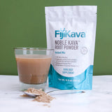 FijiKava etiqueta del producto con información de pureza y origen fiyiano