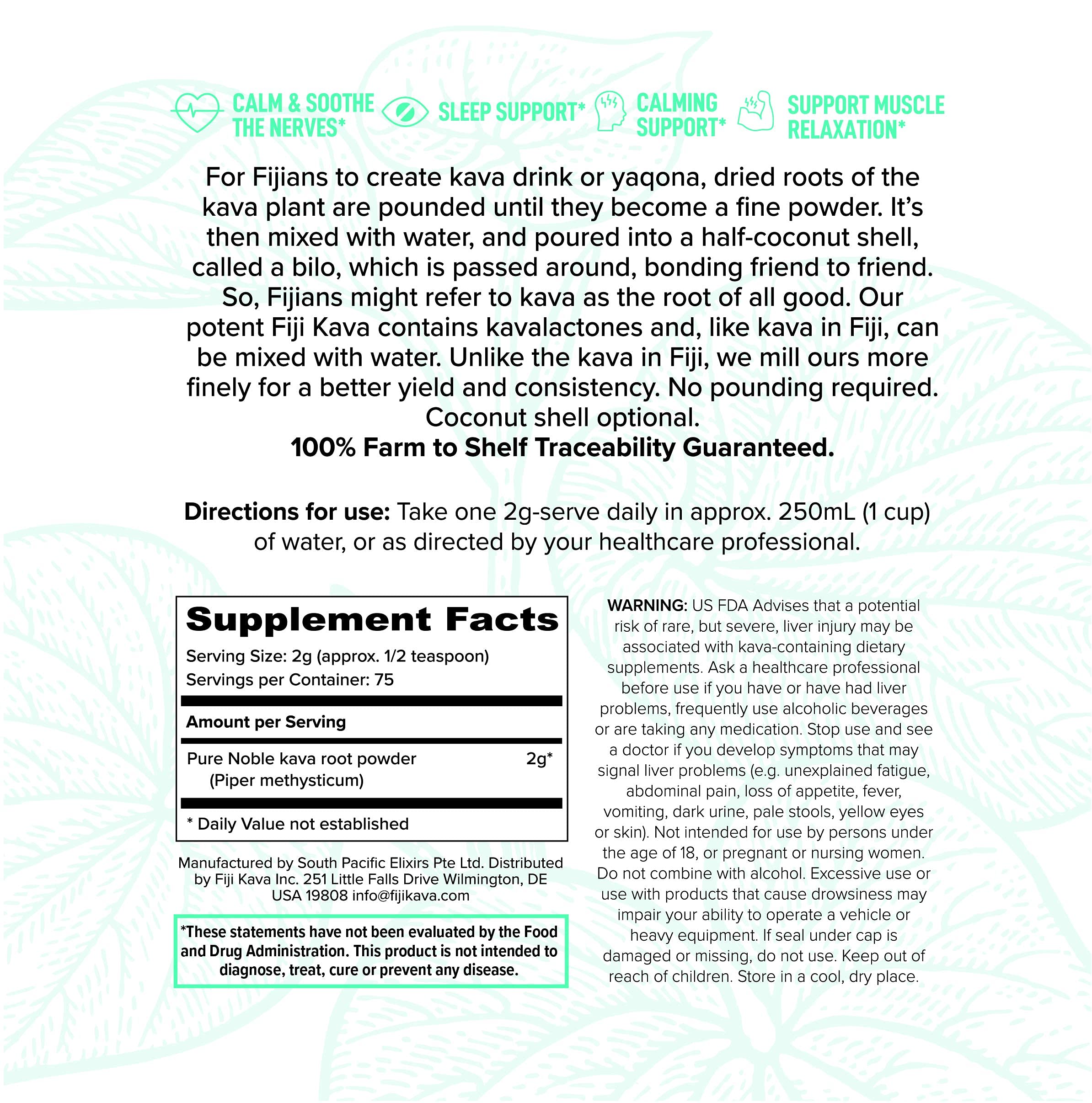FijiKava detalle de la textura micronizada del polvo, fácil disolución