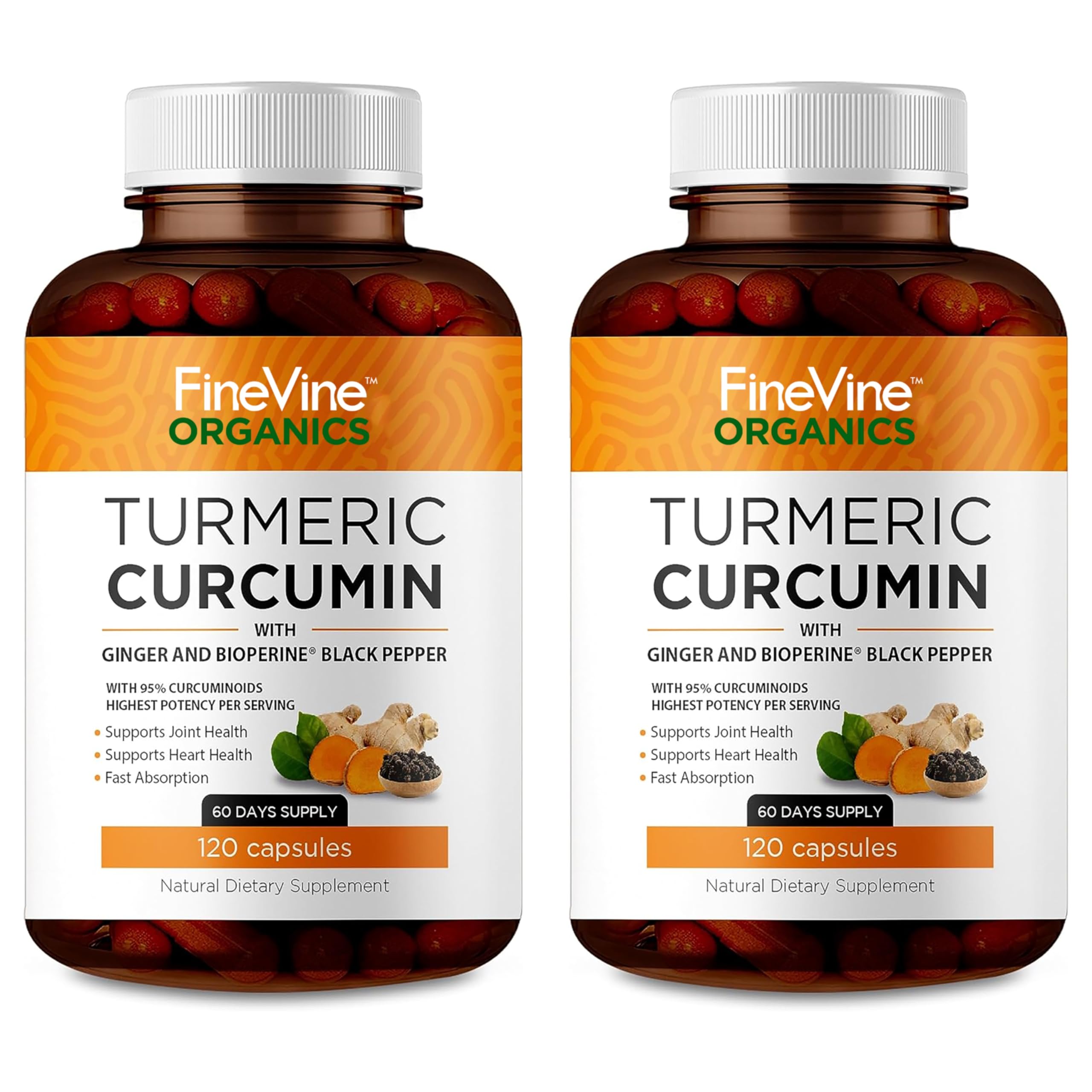 FineVine Organics frasco delantero mostrando 240 cápsulas y sello de calidad