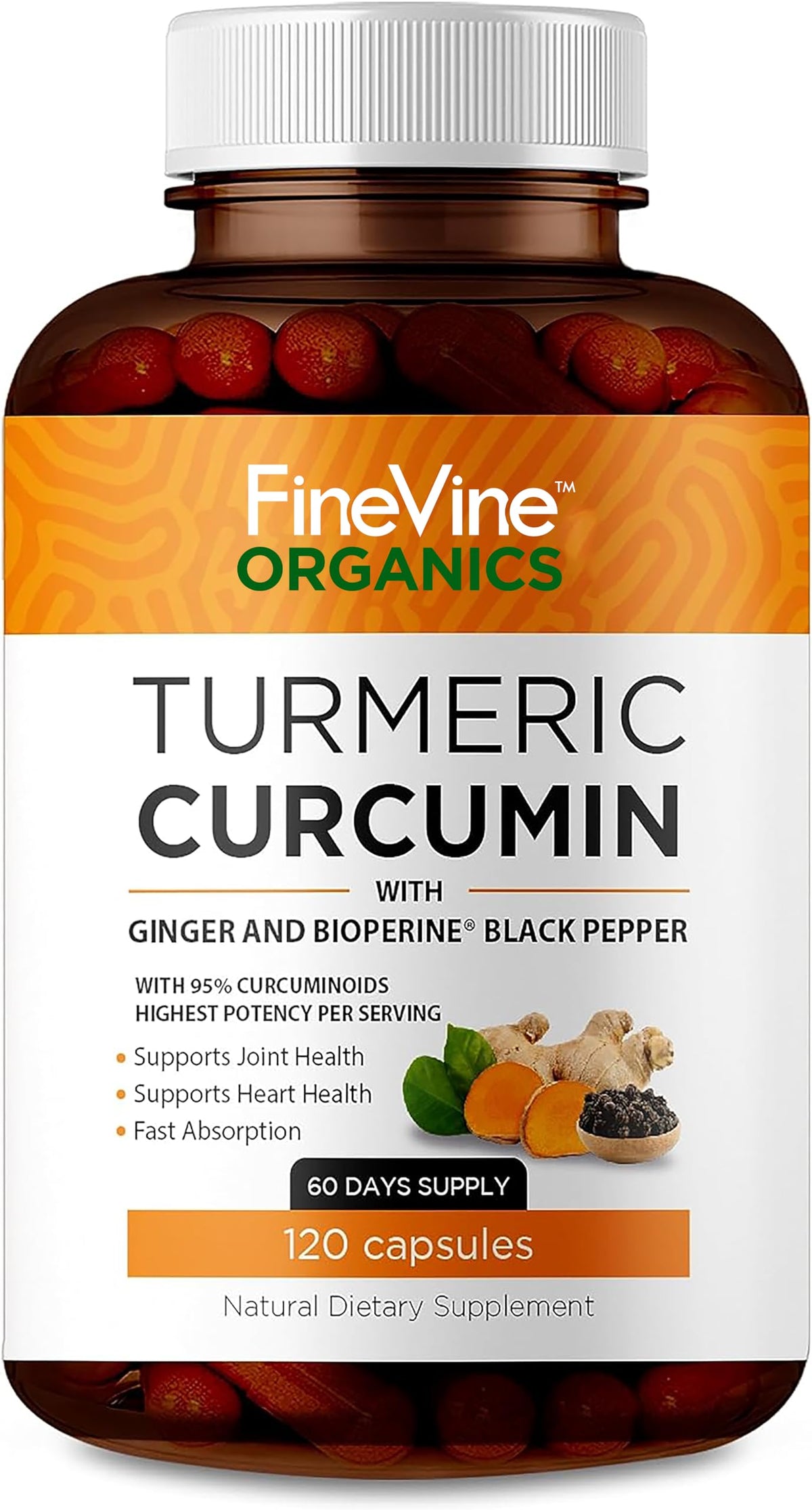 FineVine Organics envase frontal mostrando nombre y beneficios principales